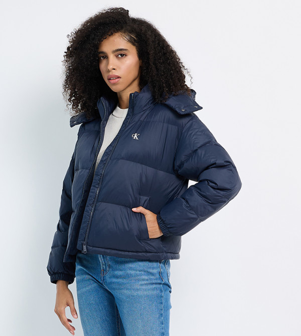 Textured Hooded Puffer Jacket