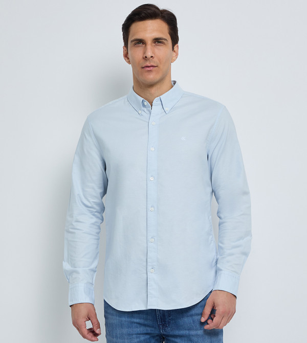 Monogram Button-Down Collar Shirt