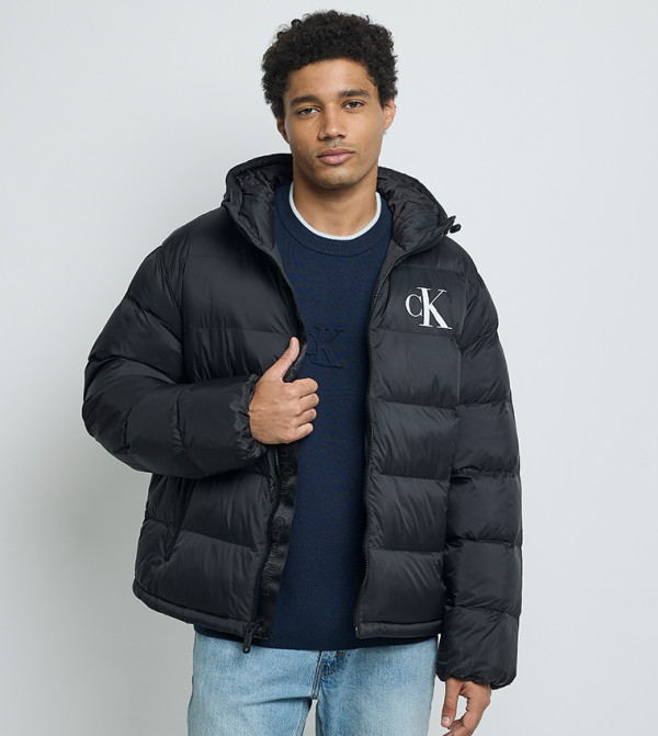 Monogram Printed Hooded Puffer Jacket