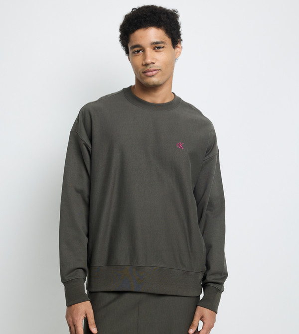 Monogram Embroidered Crew Neck Sweatshirt