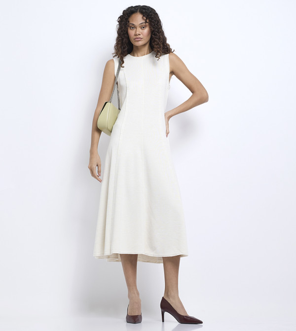 Solid Sleeveless Midi Dress
