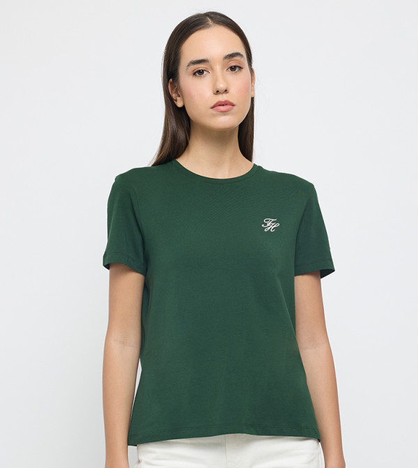 Logo Embroidered Crew Neck T-Shirt