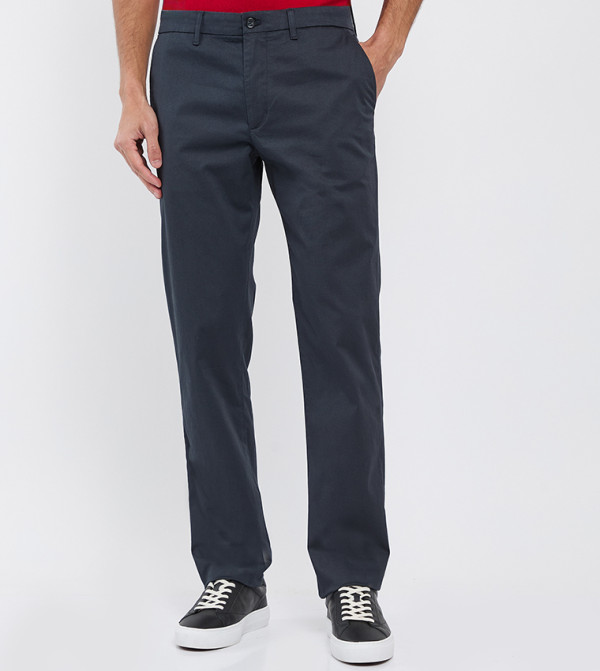 DENTON Solid Mid Rise Structure Chinos
