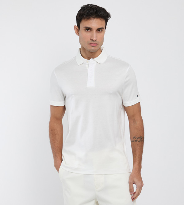 Hidden Placket Detail Polo T-Shirt