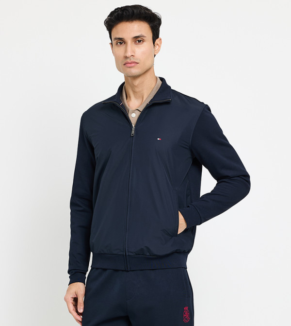 Flag Detail High Neck Jacket