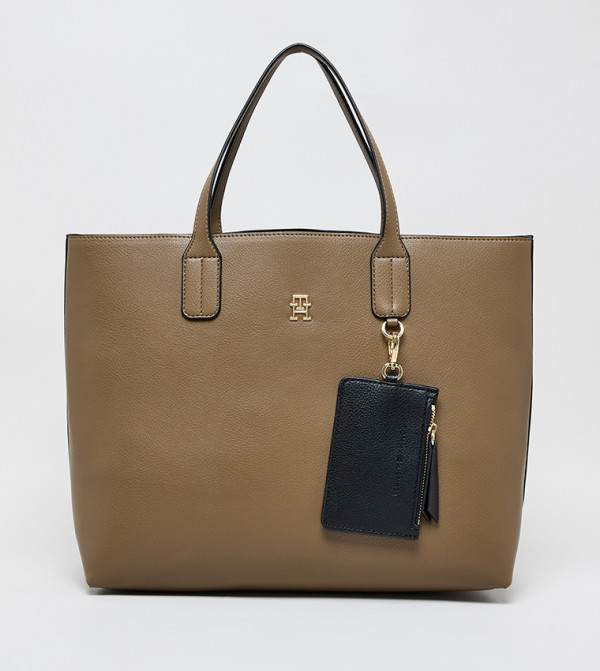 Textured Tote Bag with Coin Pouch