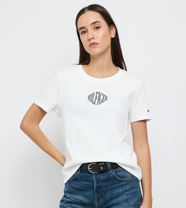 Logo Printed Varsity Crew Neck T-Shirt