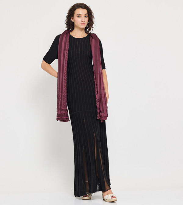 Ribbed Short Sleeves Maxi Dress