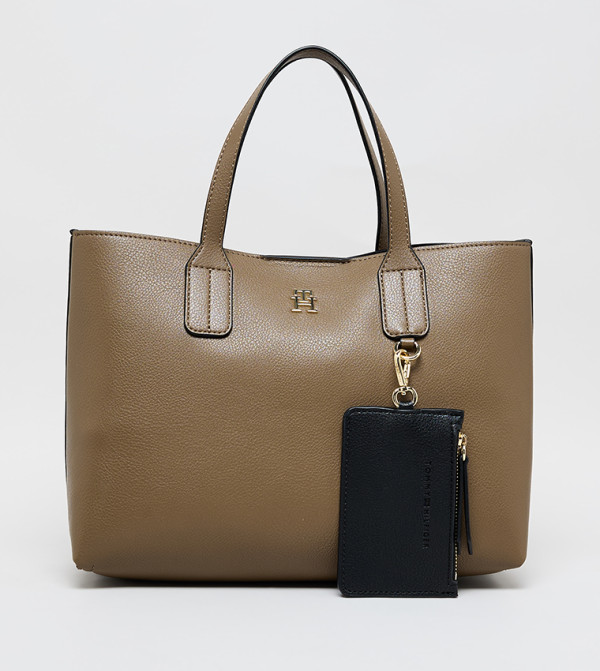 Textured Tote Bag with Coin Pouch