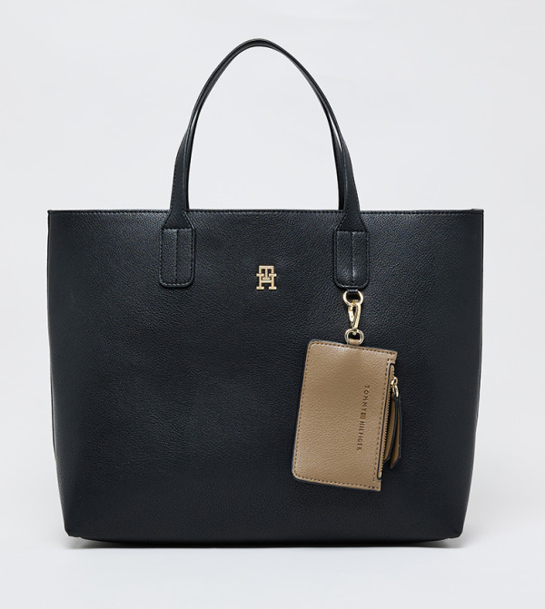 Textured Tote Bag with Coin Pouch