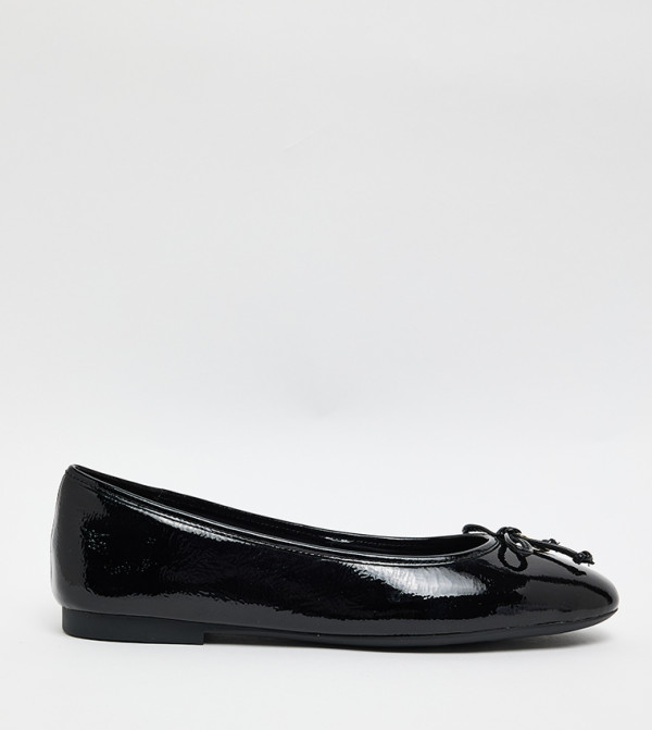 Patent Leather Bow Detail Ballerinas