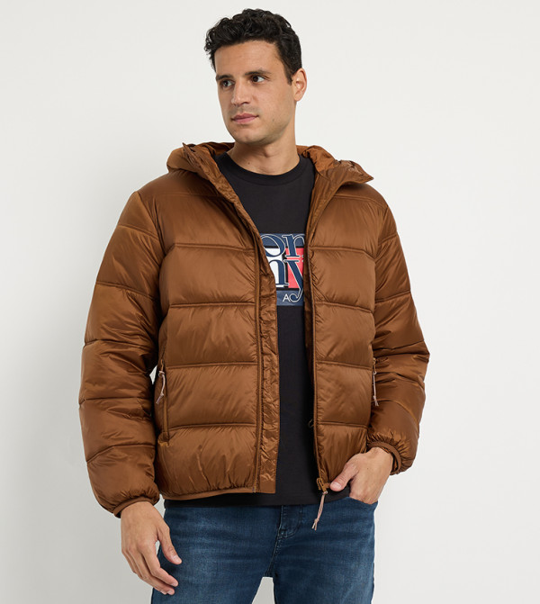 Solid Hooded Puffer Jacket
