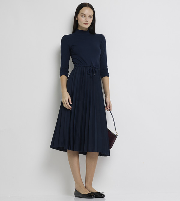 Ribbed High Neck Midi Dress