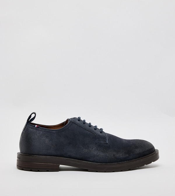 CLEATED Suede Lace-Up Derby Shoes