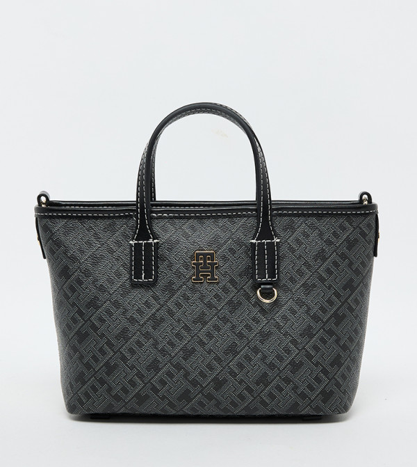 Monogram Patterned Zippered Tote Bag