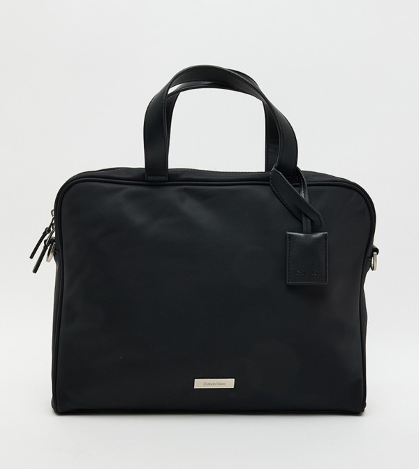 Logo Detail Slim Commuter Laptop Bag