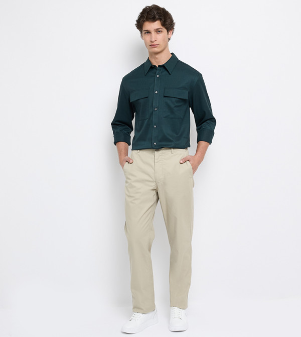 Solid Straight Fit Trousers