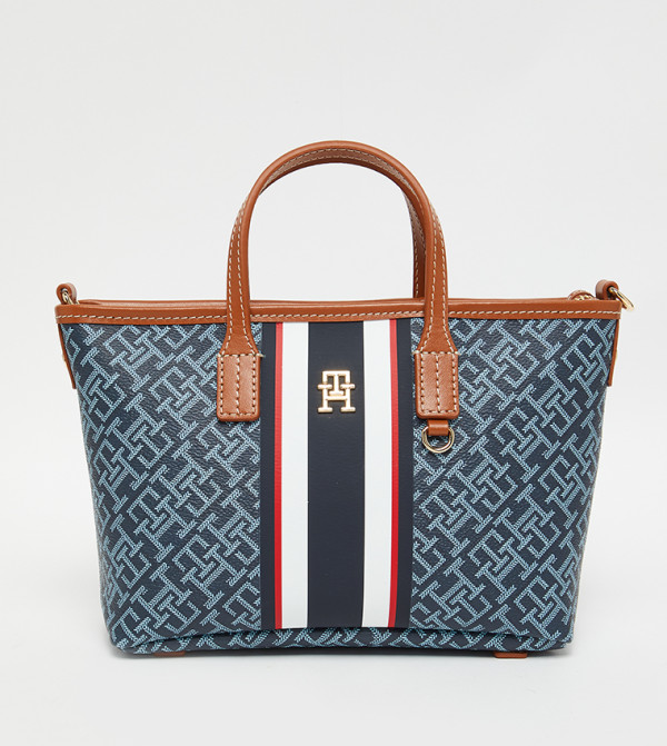 Monogram Patterned Zippered Tote Bag