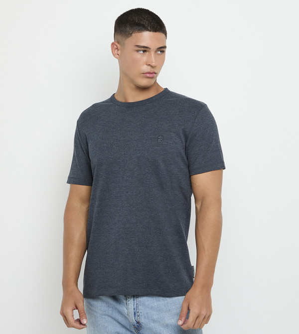 Textured Crew Neck T-Shirt