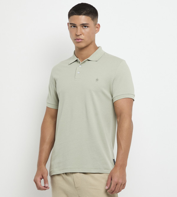 Textured Knitted Polo T-Shirt