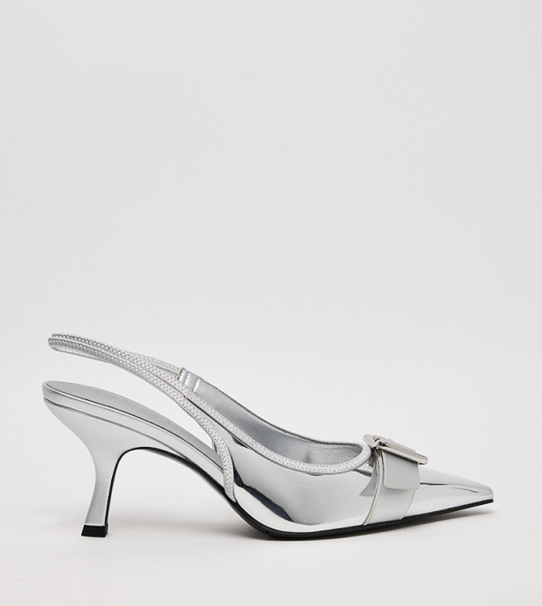 Anita Metallic Pointed Toe Slingback Pumps