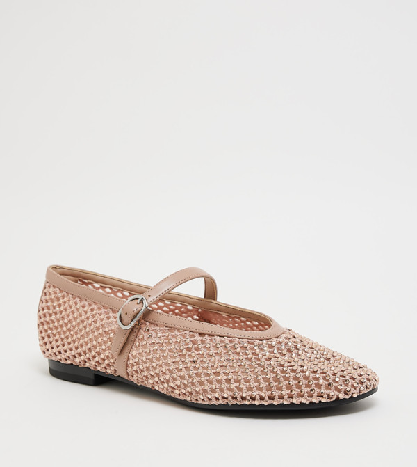 MAGGIE Crystal Embellished Mesh Mary Janes