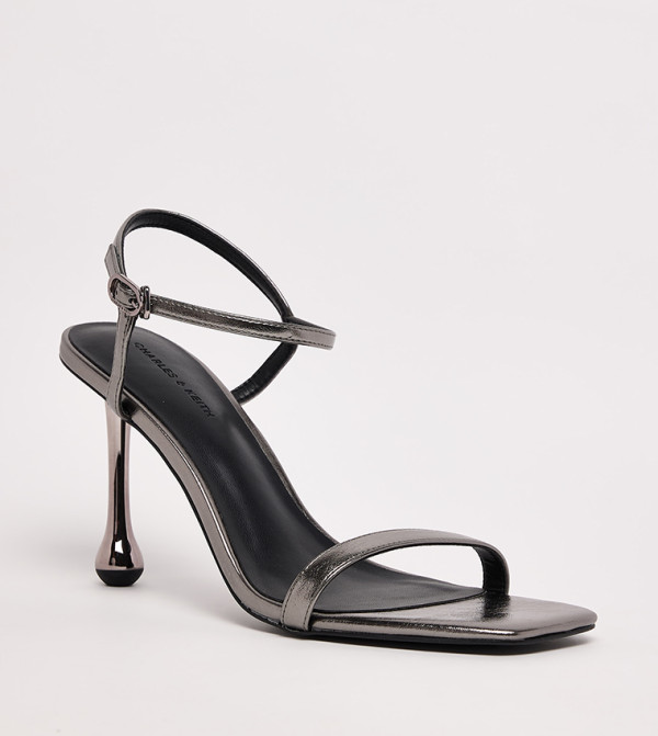 Faux Suede Sculptural Heel Sandals