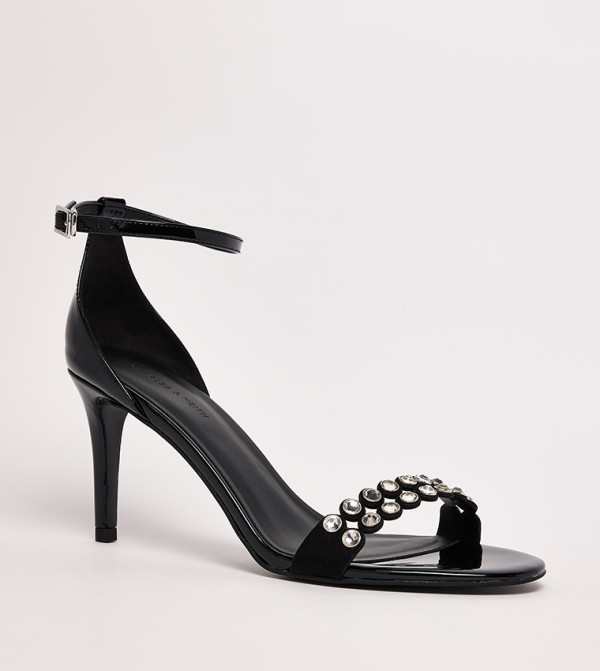 Patent Crystal Embellished Heeled Sandals