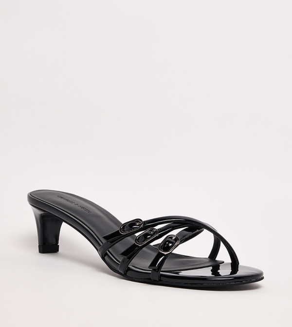 Patent Buckle Strappy Heeled Sandals