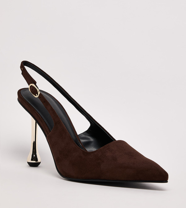 Sculptural Heel Slingback Pumps