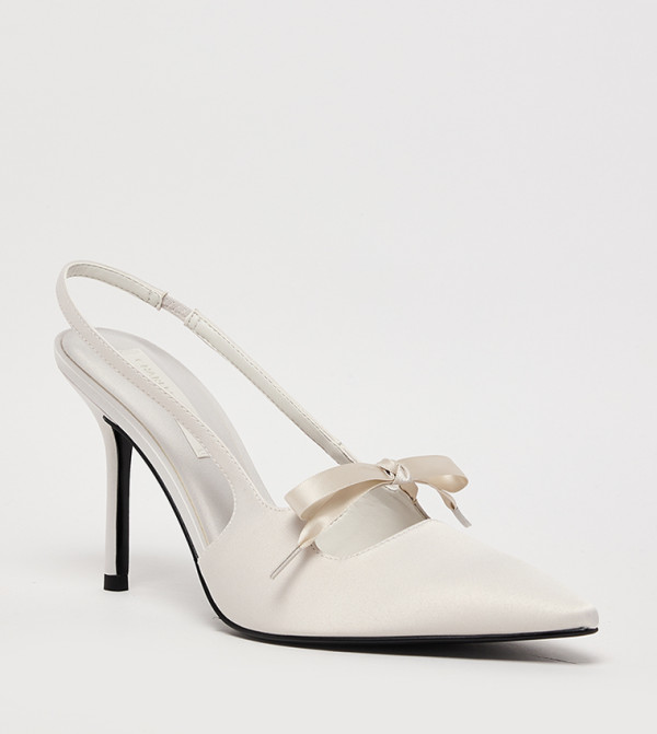 Satin Bow Pointed Toe Slingback Pumps