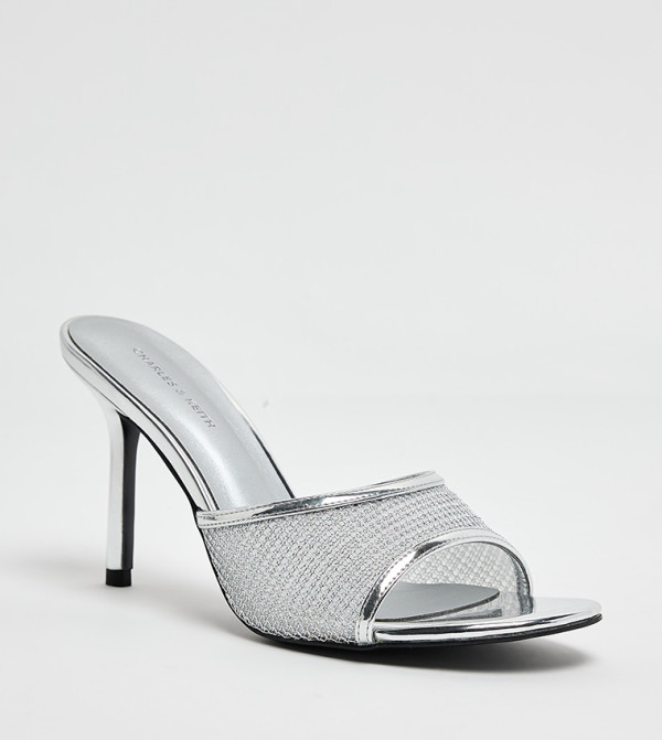 Mesh Detail Stiletto Heel Sandals