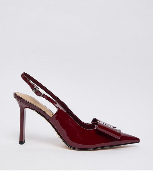 LU Patent Leather Bow Detail Slingback Pumps