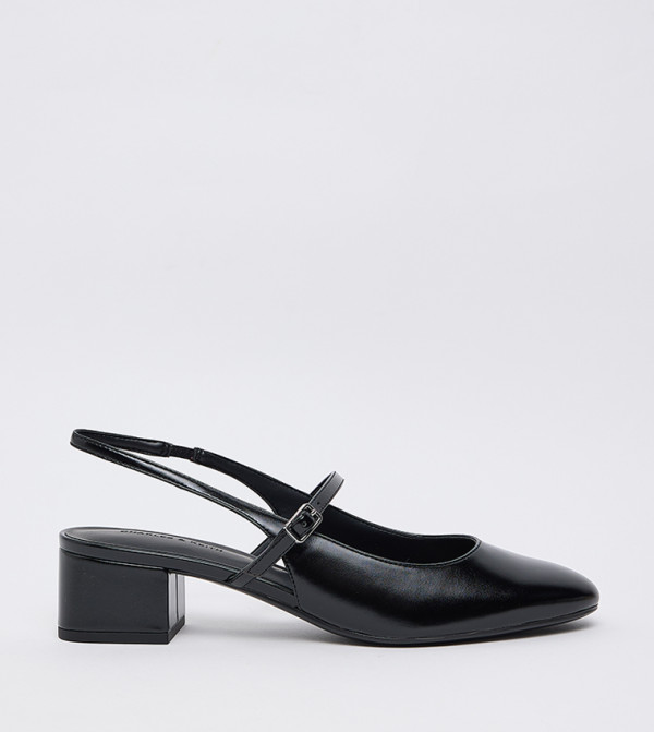 Block Heel Slingback Mary Jane Pumps