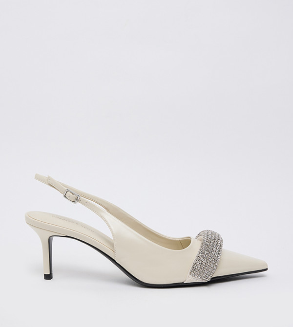 Embellished Pointed Toe Slingback Pumps 