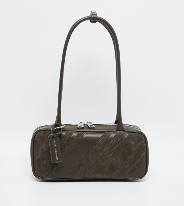 ZEYA Recycled Suede Striped Shoulder Bag