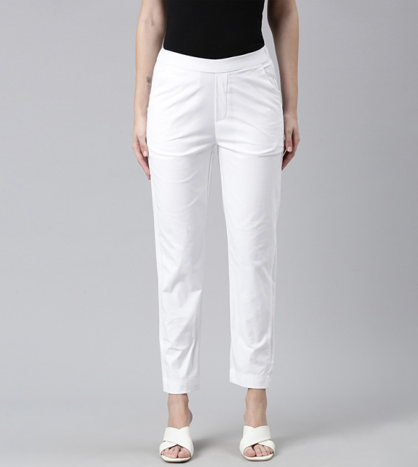 Solid Carrot Fit Trousers