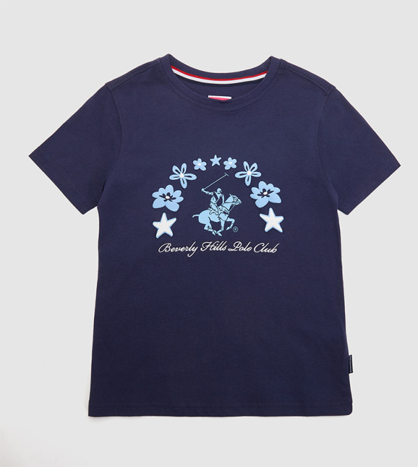 Girl's Printed Crew Neck T-Shirt