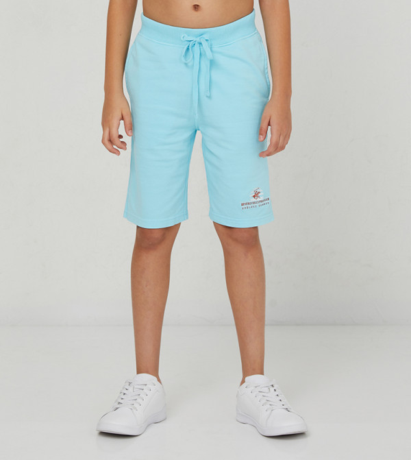 Logo Embroidered Drawstring Waist Shorts