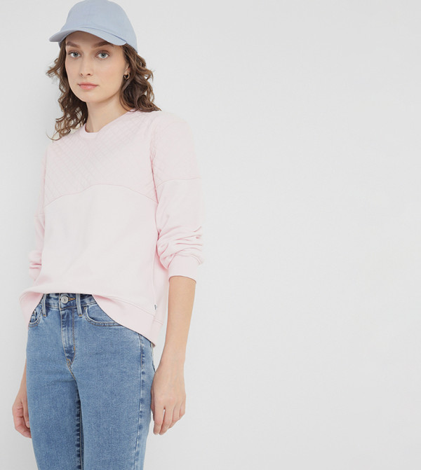 Quilted Crew Neck Sweatshirt