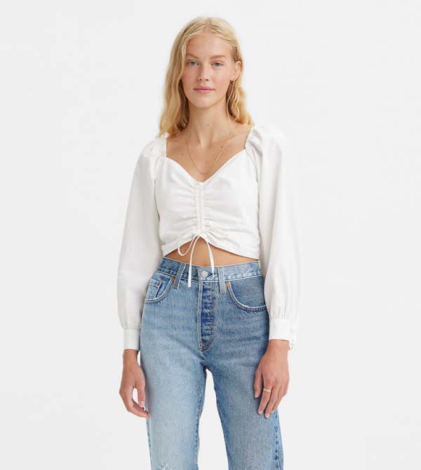 Devin Bishop Sleeves Drawstring Front Top