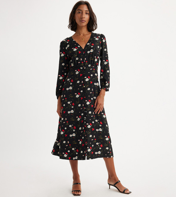 BRESLIN Printed long Sleeves A-Line Dress