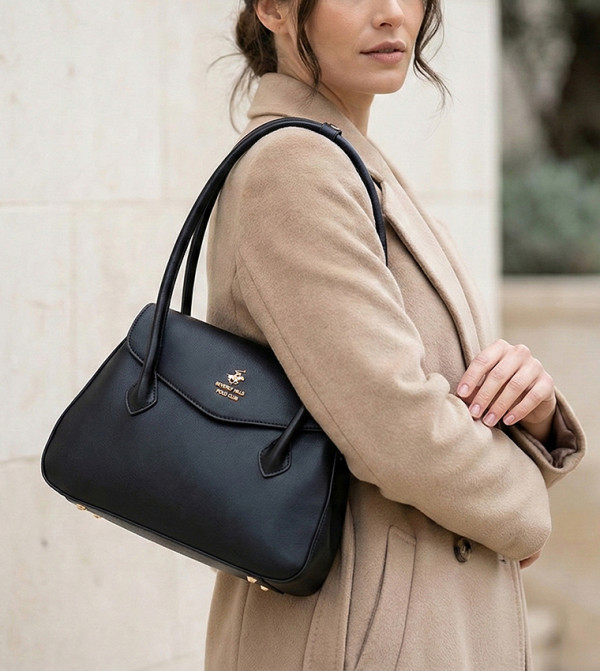 Logo Detail Snap Closure Shoulder Bag