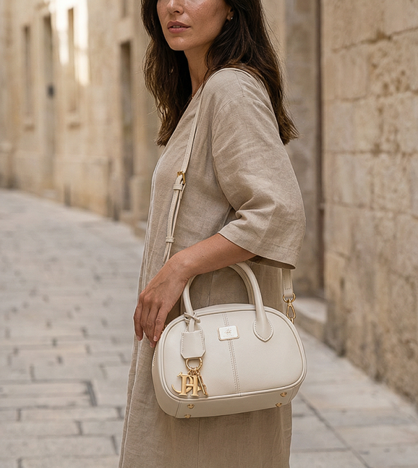 Textured Charmed Satchel Bag