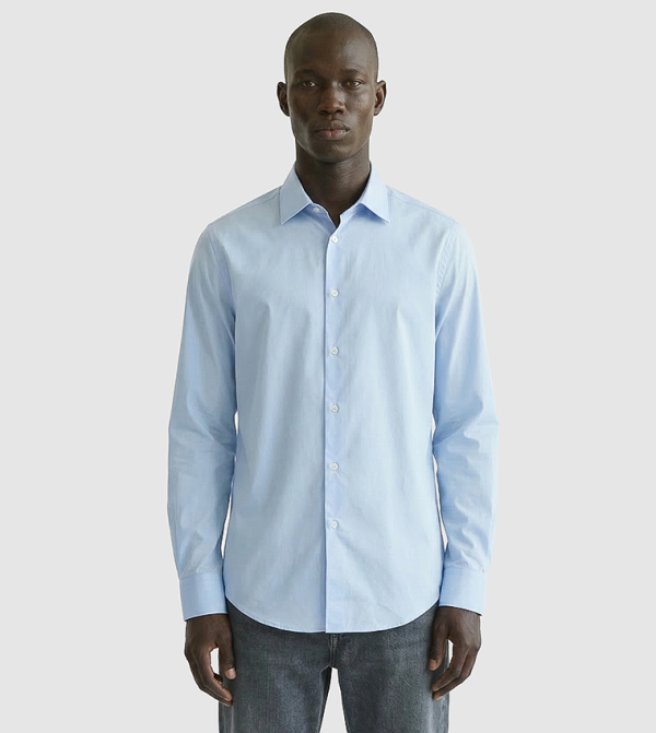 Solid Regular Fit Poplin Long Sleeves Shirt