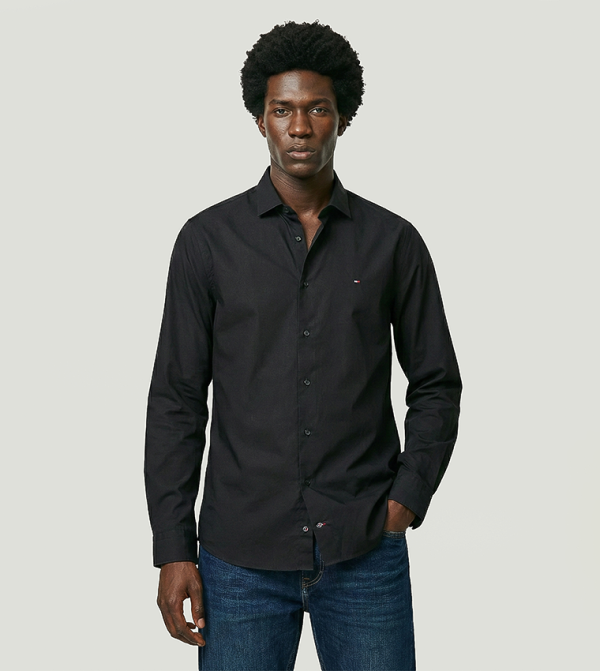 قميص بوبلين بكم طويل 