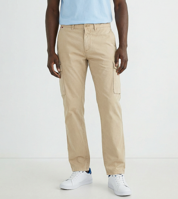 بنطلون كارغو تويل بخصر متوسط 