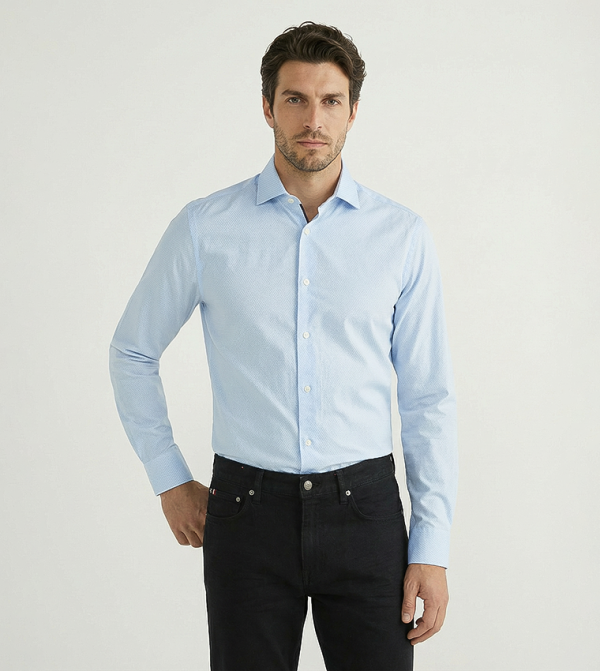 قميص كاجوال كم طويل بطبعة