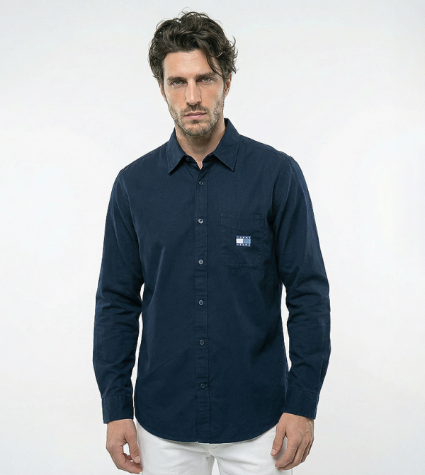 Washed Long Sleeves Twill Denim Shirt