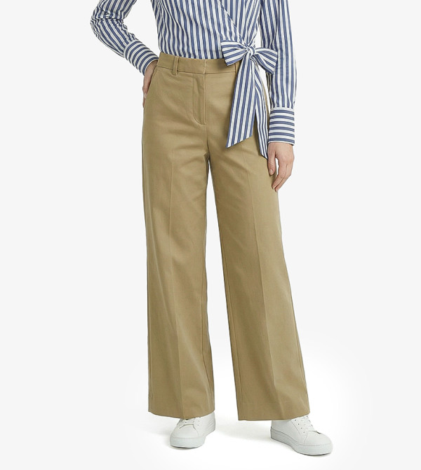 بنطلون قطن واسع سادة